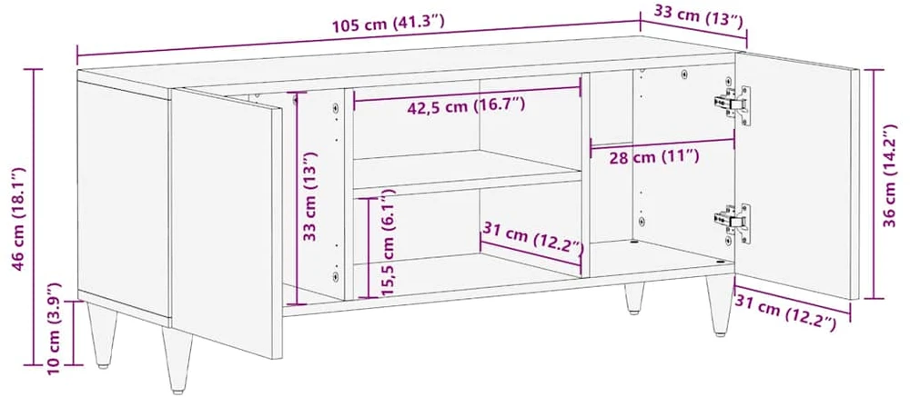 Televizoriaus spintelė Juoda 105 x 33 x 46 cm