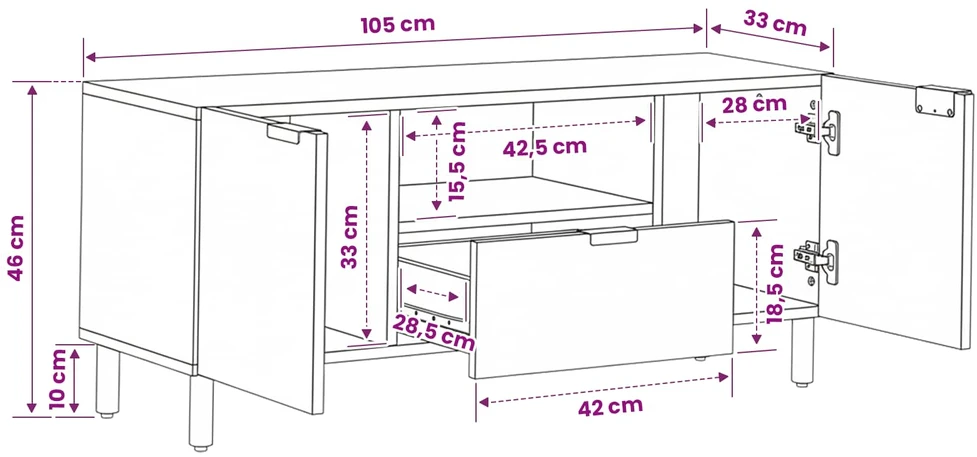 televizoriaus spintelė juoda 105x33x46 cm Engineered Wood