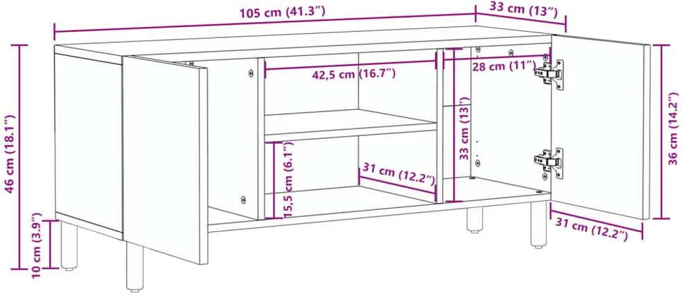 televizoriaus spintelė juoda 105x33x46 cm Engineered Wood