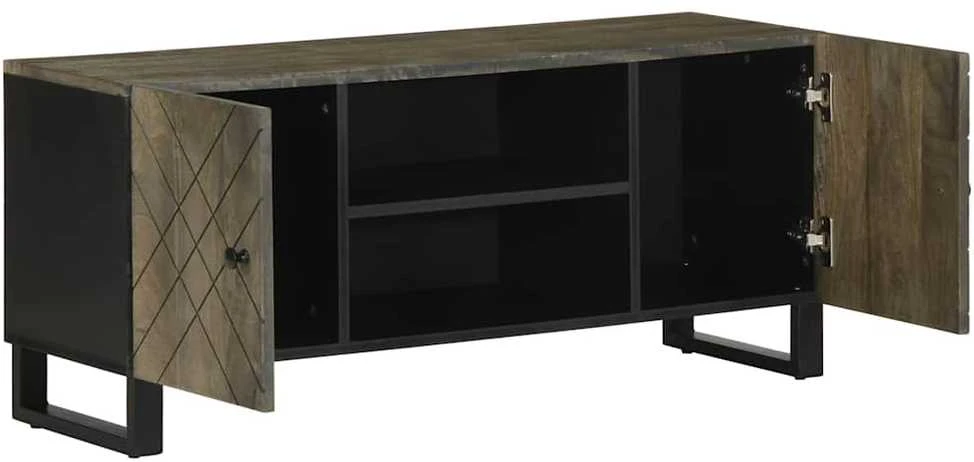 Televizoriaus spintelė, juoda, 105x33x46cm, mango masyvas