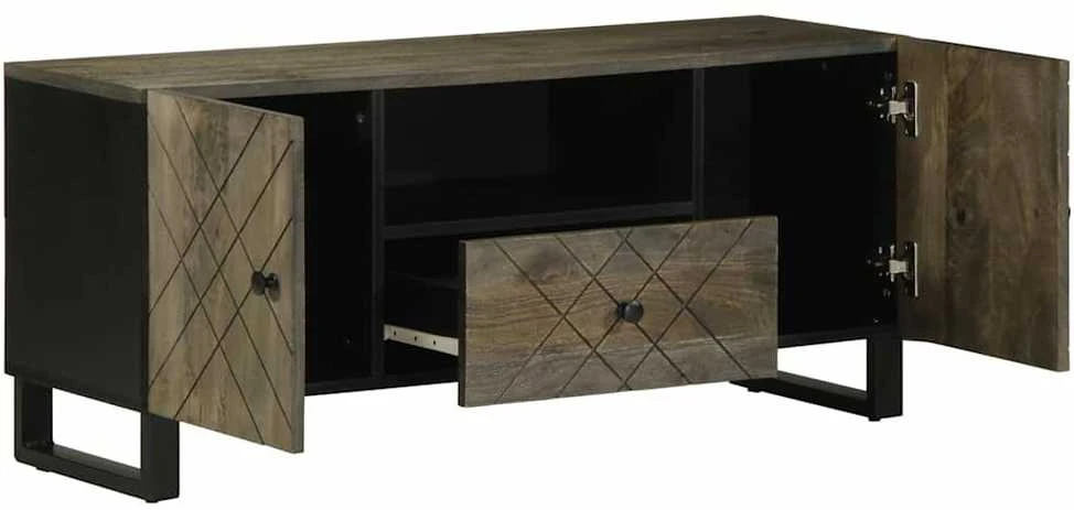 Televizoriaus spintelė, juoda, 105x33x46cm, mango masyvas