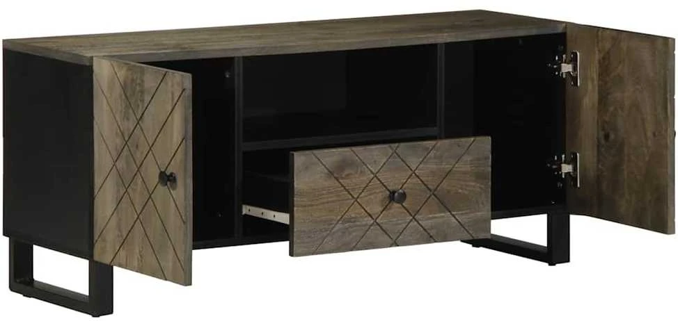 Televizoriaus spintelė, juoda, 105x33x46cm, mango masyvas
