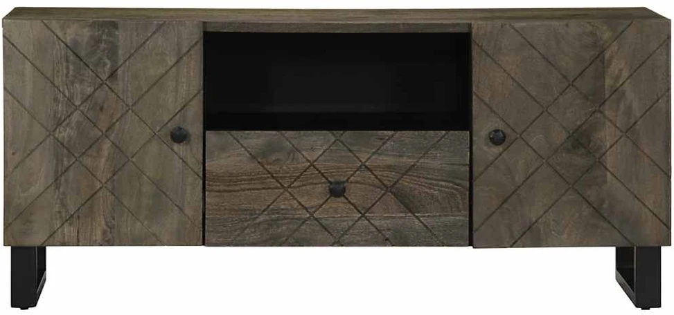 Televizoriaus spintelė, juoda, 105x33x46cm, mango masyvas