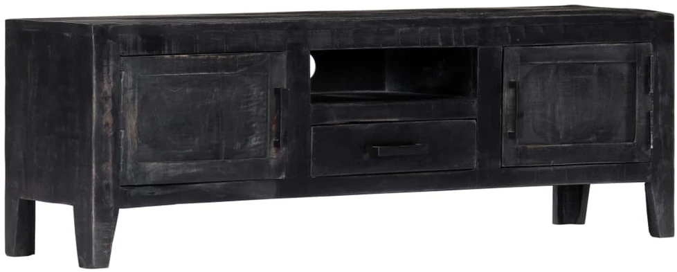 TV staliukas Televizoriaus spintelė, juoda, 118x30x40cm, mango med. masyvas