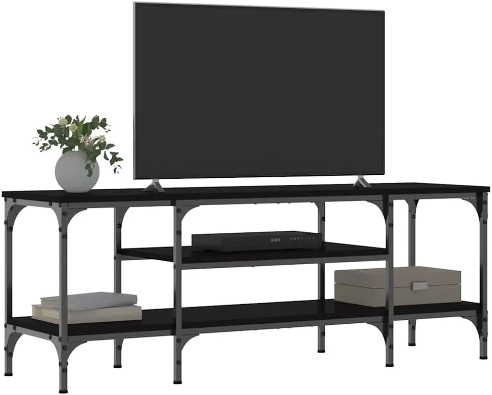TV staliukas Televizoriaus spintelė, juoda, 121x35x45cm, mediena ir geležis