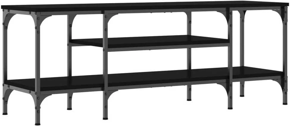 TV staliukas Televizoriaus spintelė, juoda, 121x35x45cm, mediena ir geležis