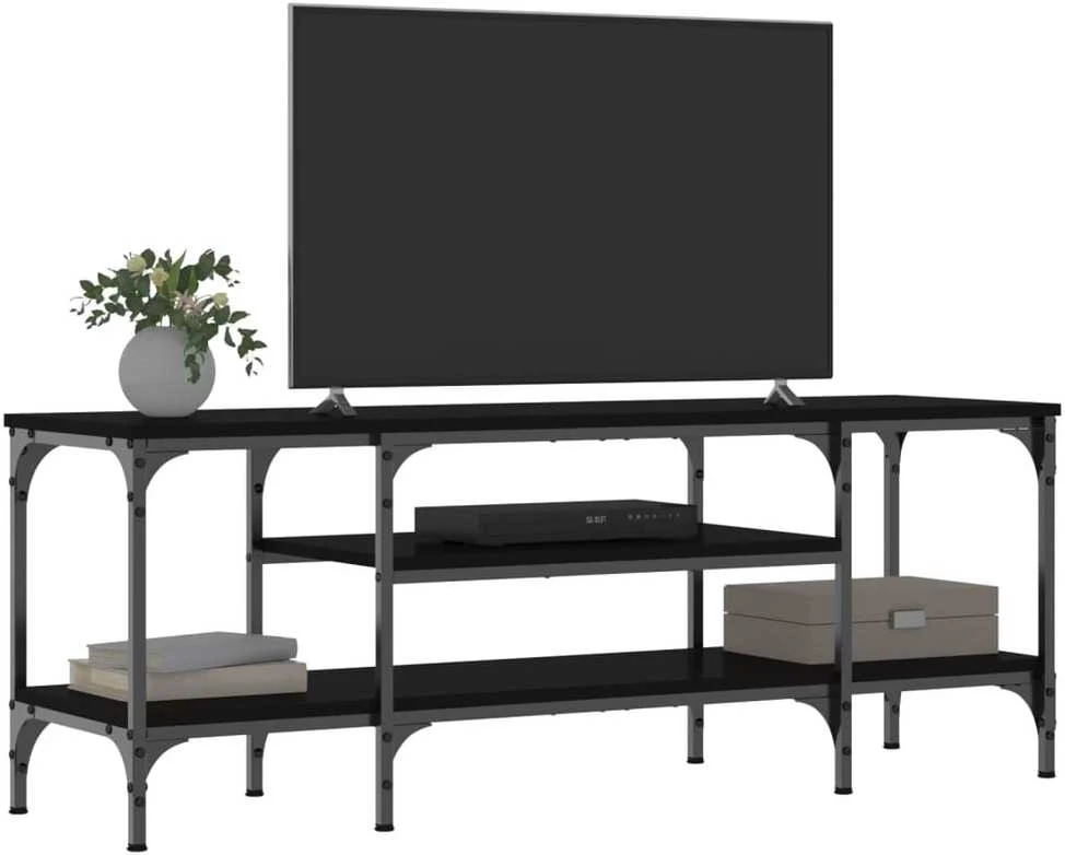 TV staliukas Televizoriaus spintelė, juoda, 121x35x45cm, mediena ir geležis