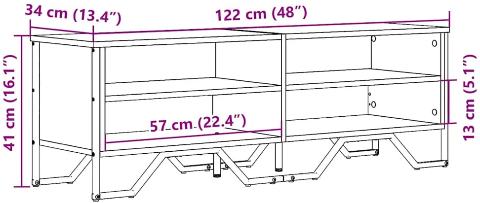 TV staliukas Televizoriaus spintelė, juoda, 122x34x41cm, apdirbta mediena