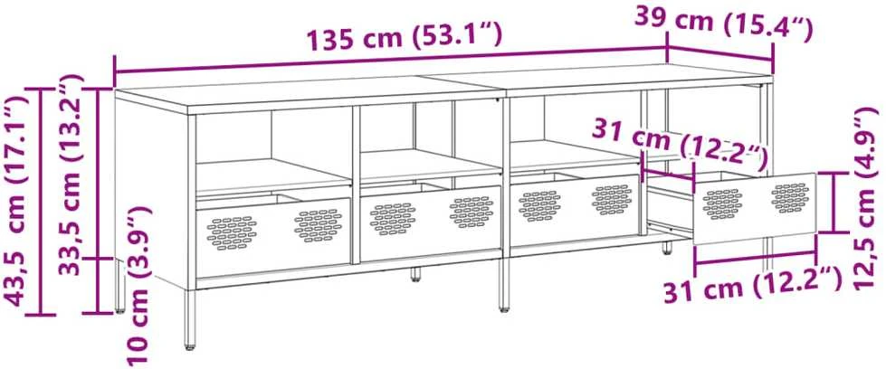 TV staliukas Televizoriaus spintelė, juoda, 135x39x43,5cm, plienas