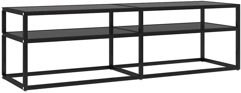 TV staliukas Televizoriaus spintelė, juoda, 140x40x40,5cm, grūdintas stiklas