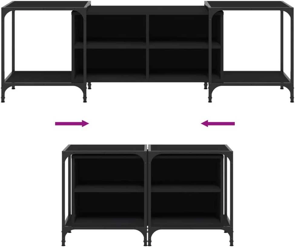 TV staliukas Televizoriaus spintelė, juoda, 153x37x50cm, apdirbta mediena
