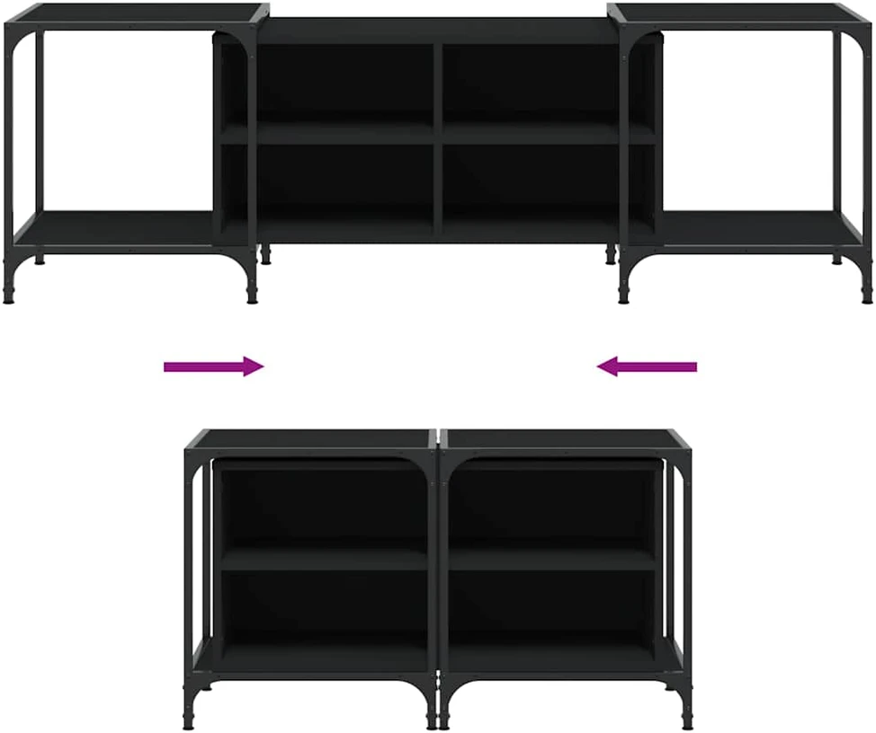 TV staliukas Televizoriaus spintelė, juoda, 153x37x50cm, apdirbta mediena