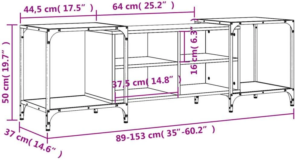 TV staliukas Televizoriaus spintelė, juoda, 153x37x50cm, apdirbta mediena