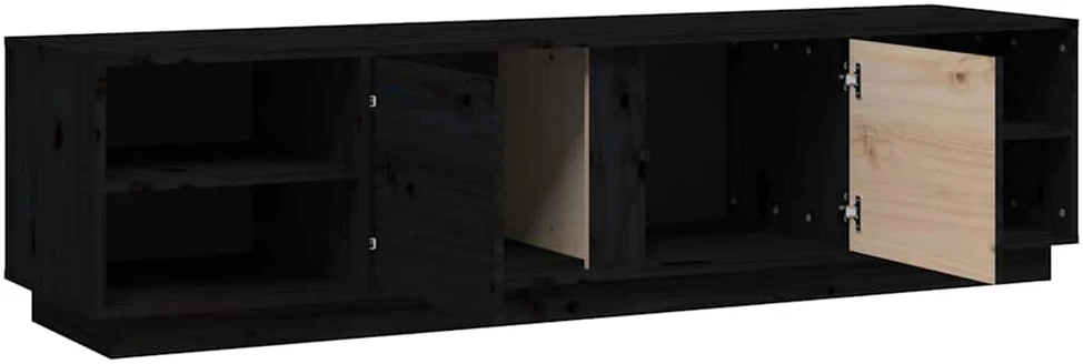 TV staliukas Televizoriaus spintelė, juoda, 156x40x40cm, pušies masyvas