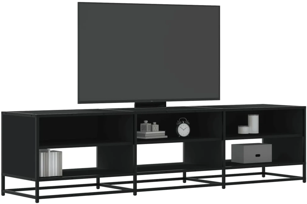 TV staliukas Televizoriaus spintelė, juoda, 180x40x46cm, apdirbta mediena