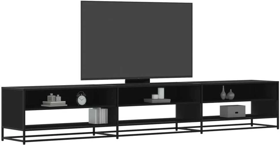 TV staliukas Televizoriaus spintelė, juoda, 270x40x46cm, apdirbta mediena