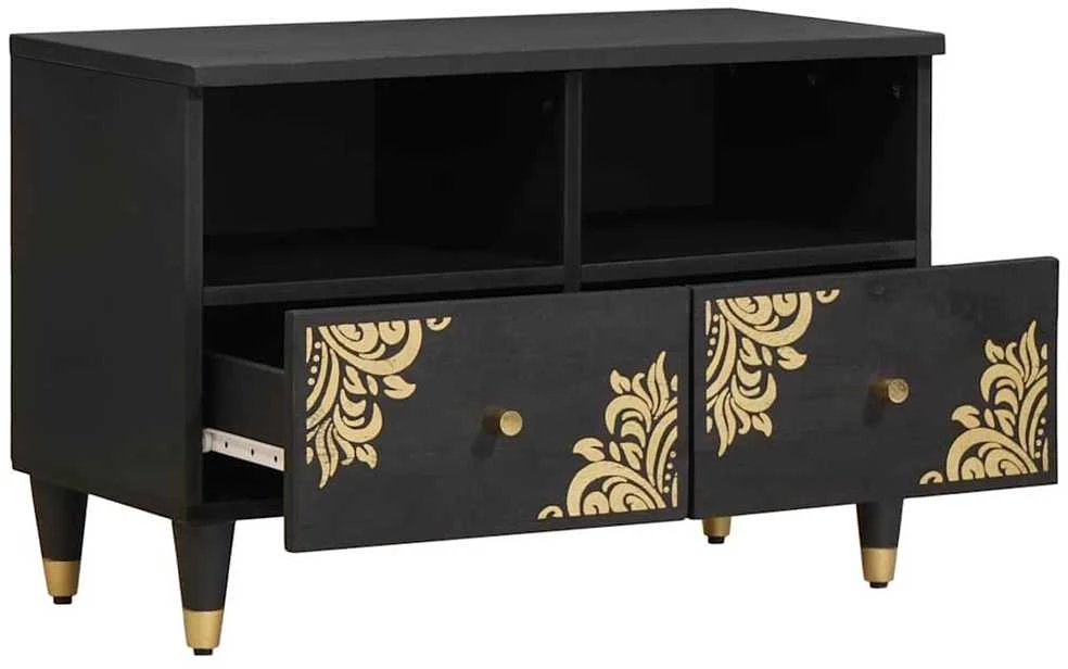 Televizoriaus spintelė Juoda 70 x 33 x 46 cm Kietas mango medis