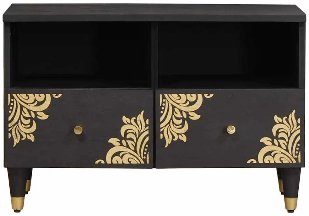Televizoriaus spintelė Juoda 70 x 33 x 46 cm Kietas mango medis