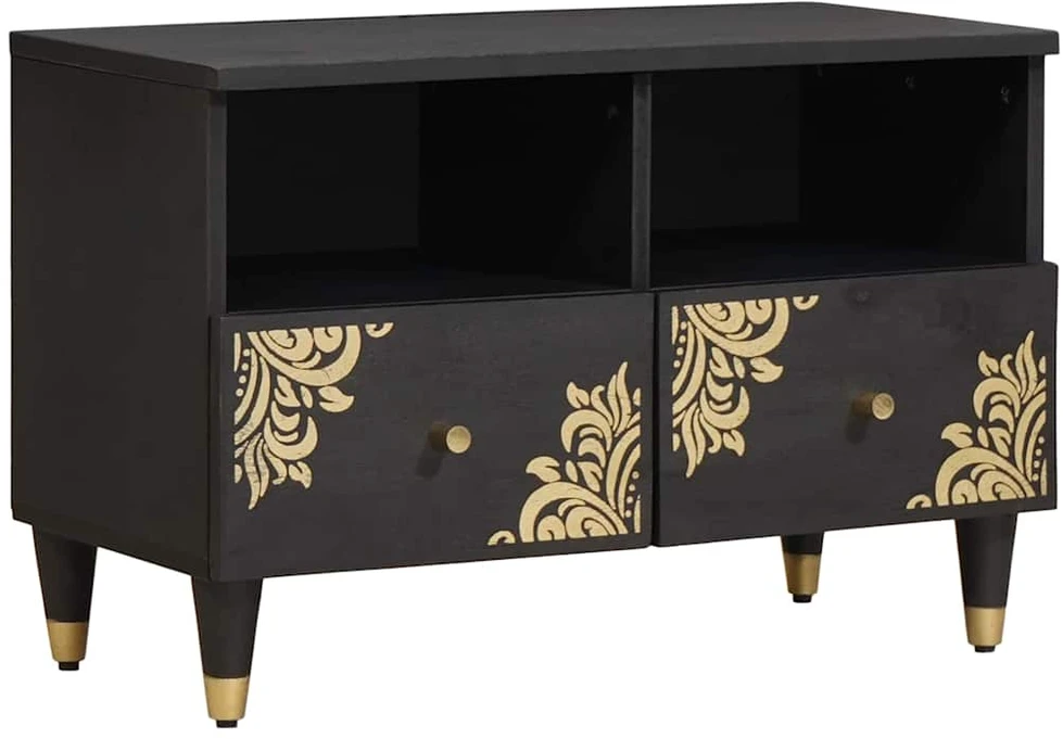 Televizoriaus spintelė Juoda 70 x 33 x 46 cm Kietas mango medis