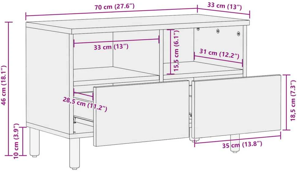televizoriaus spintelė Juoda 70x33x46 cm Engineered Wood