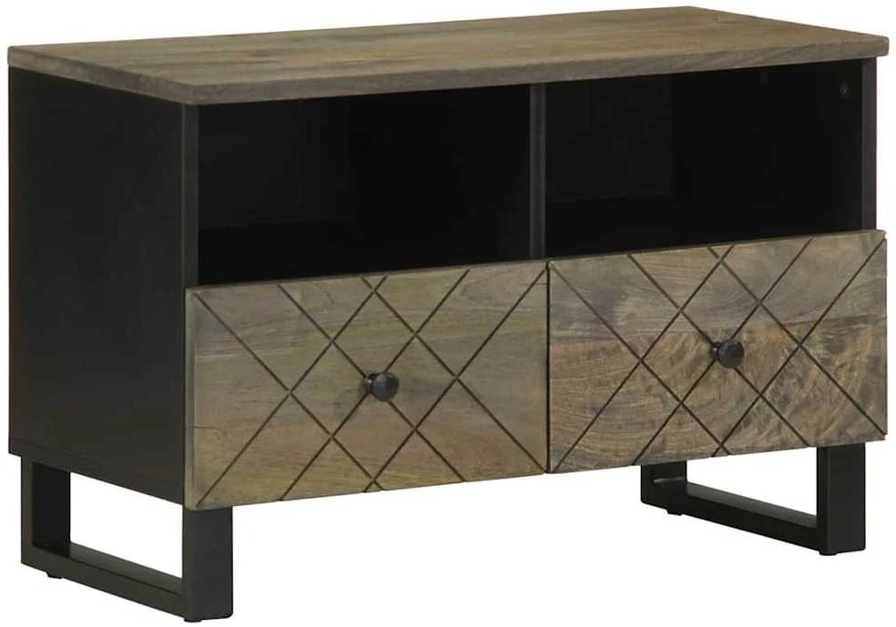 Televizoriaus spintelė, juoda, 70x33x46cm, mango masyvas