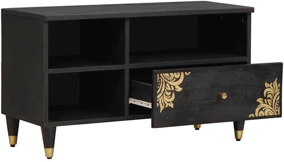 Televizoriaus spintelė Juoda 80 x 33 x 46 cm Kietas mango medis