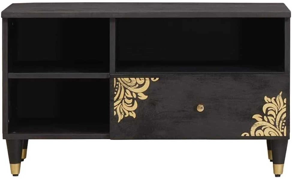 Televizoriaus spintelė Juoda 80 x 33 x 46 cm Kietas mango medis