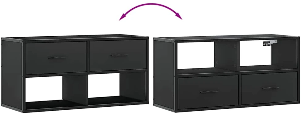 TV staliukas Televizoriaus spintelė, juoda, 80x31x39,5cm, mediena/metalas