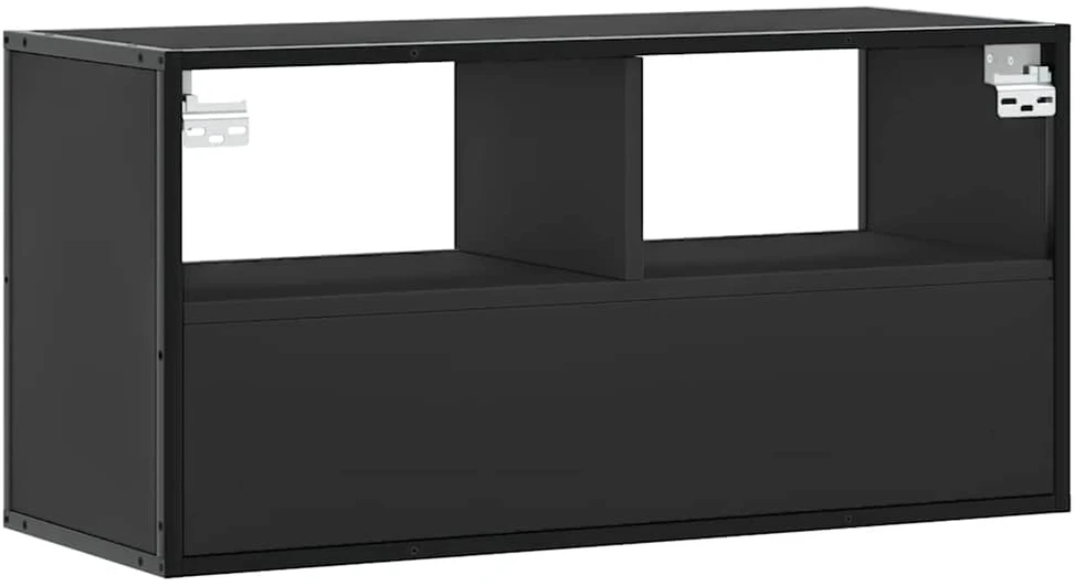 TV staliukas Televizoriaus spintelė, juoda, 80x31x39,5cm, mediena/metalas