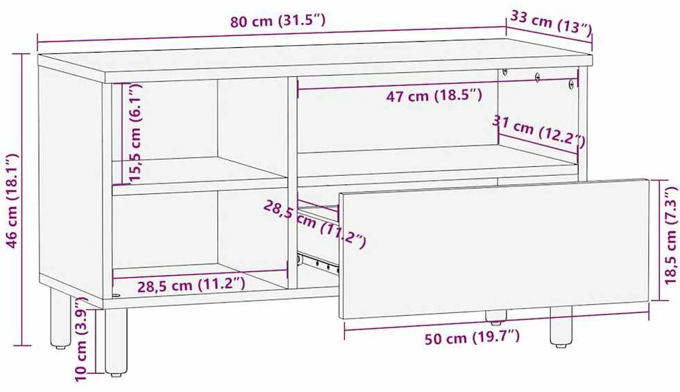 televizoriaus spintelė Juoda 80x33x46 cm Engineered Wood