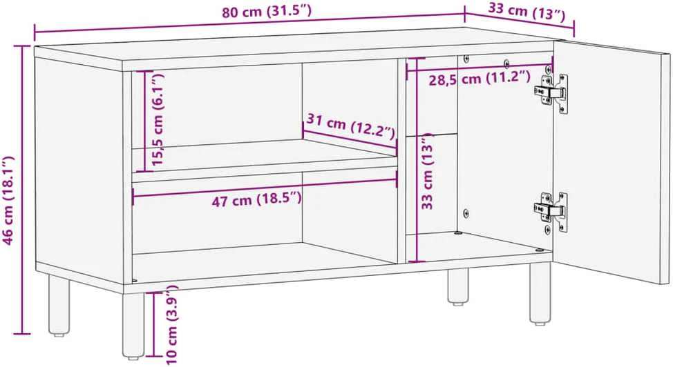 televizoriaus spintelė Juoda 80x33x46 cm Engineered Wood