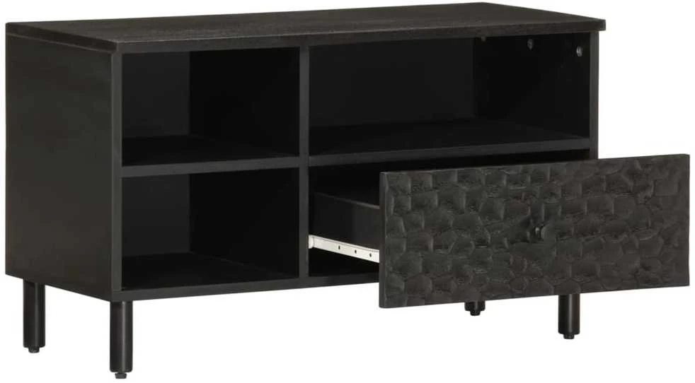 TV staliukas Televizoriaus spintelė, juoda, 80x33x46cm, mango masyvas