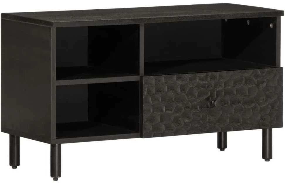 TV staliukas Televizoriaus spintelė, juoda, 80x33x46cm, mango masyvas