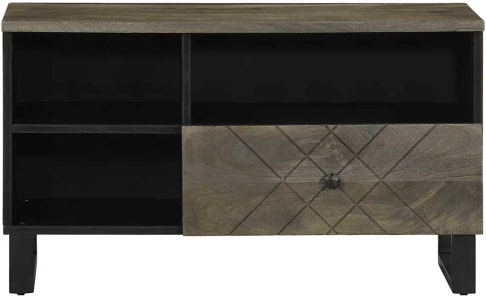 Televizoriaus spintelė, juoda, 80x33x46cm, mango masyvas