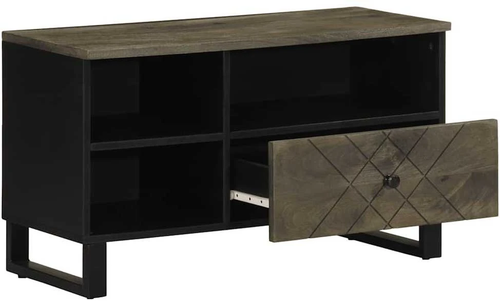 Televizoriaus spintelė, juoda, 80x33x46cm, mango masyvas
