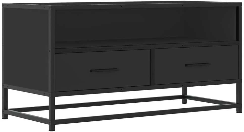 TV staliukas Televizoriaus spintelė, juoda, 80x34,5x40cm, mediena ir metalas