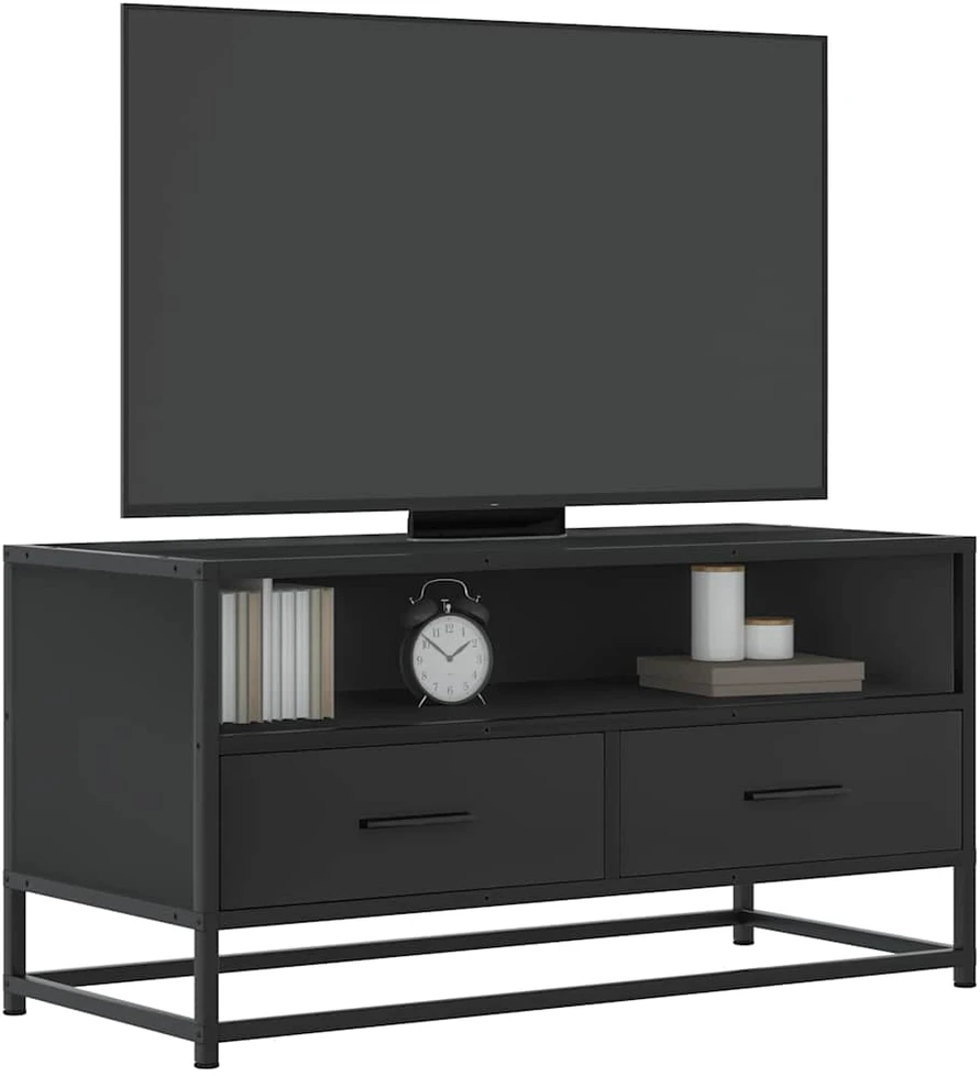 TV staliukas Televizoriaus spintelė, juoda, 80x34,5x40cm, mediena ir metalas