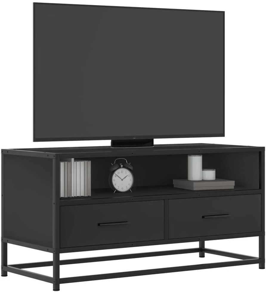TV staliukas Televizoriaus spintelė, juoda, 80x34,5x40cm, mediena ir metalas