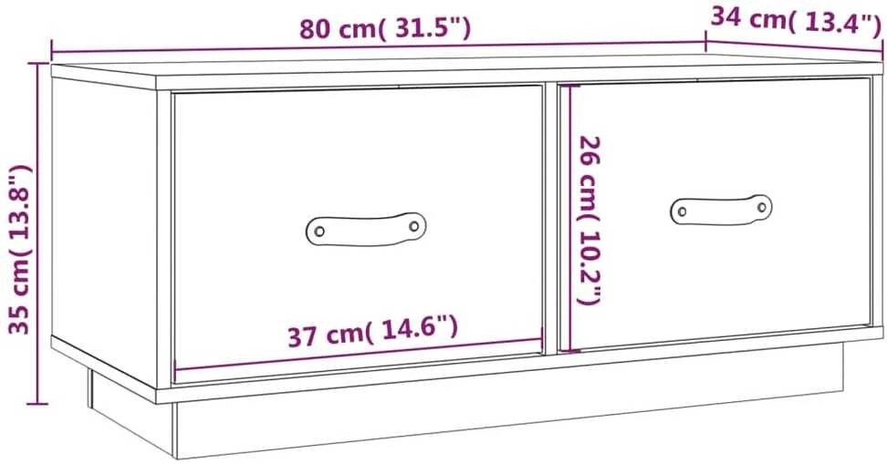 TV staliukas Televizoriaus spintelė, juoda, 80x34x35cm, pušies masyvas
