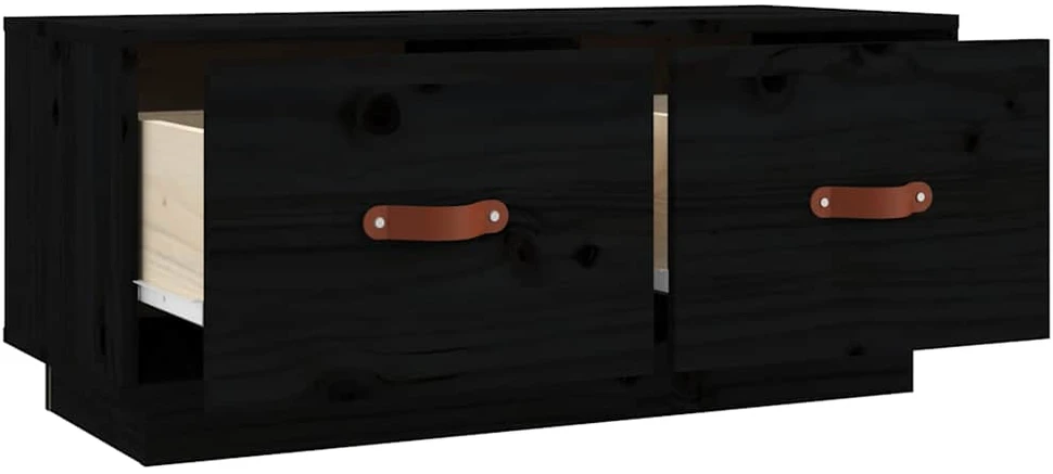 TV staliukas Televizoriaus spintelė, juoda, 80x34x35cm, pušies masyvas