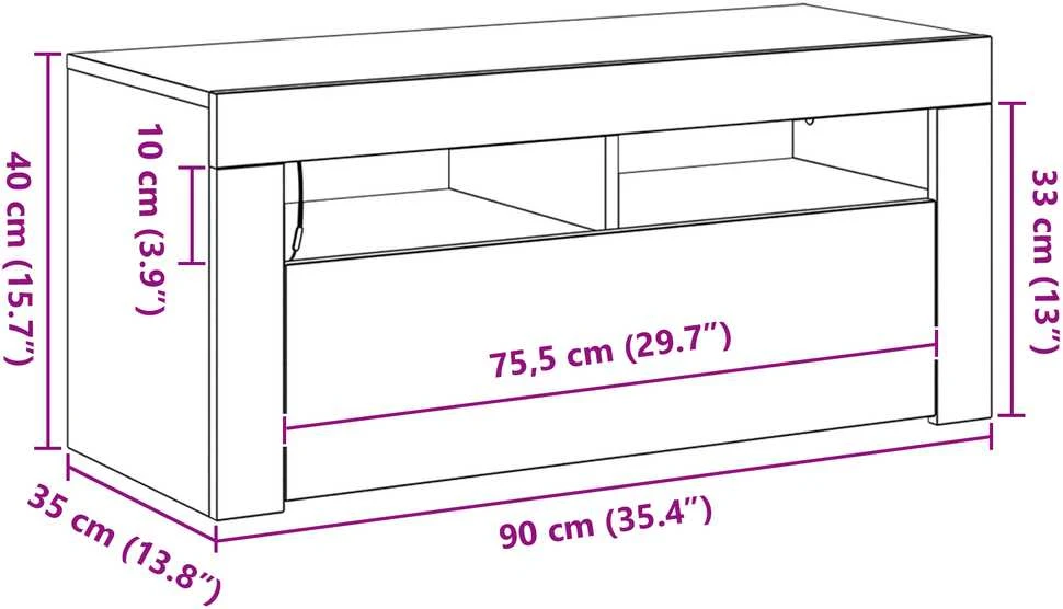TV staliukas Televizoriaus spintelė 90 x 35 x 40 cm Juodas ąžuolas