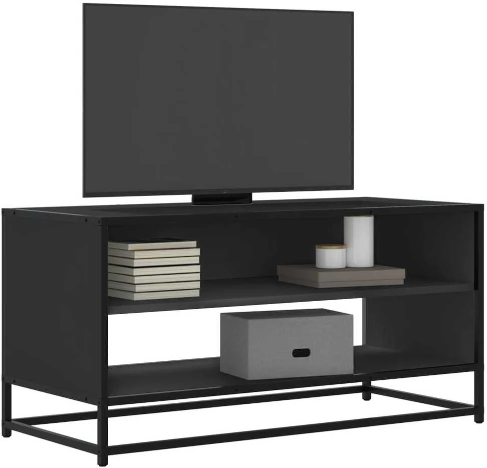 TV staliukas Televizoriaus spintelė, juoda, 91x40x46cm, mediena ir metalas