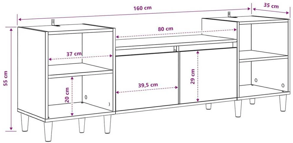 TV staliukas Televizoriaus spintelė 160 x 35 x 55 cm Juodas ąžuolas
