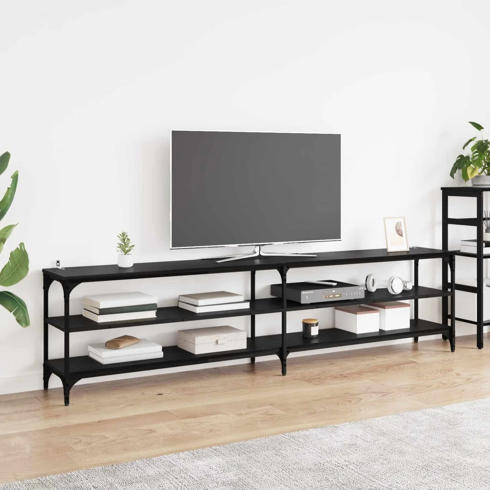 TV staliukas Televizoriaus spintelė 200 x 30 x 50 cm Juodas ąžuolas
