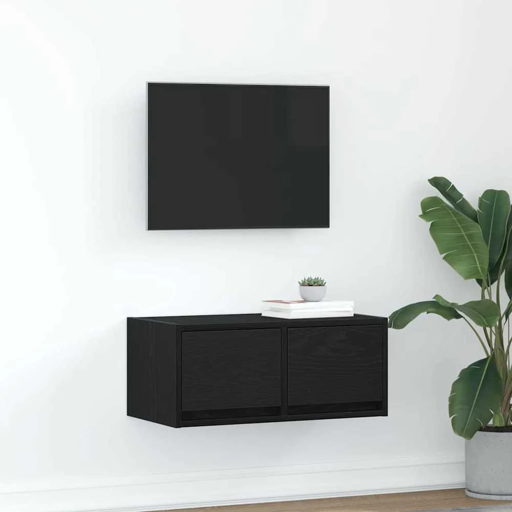 TV staliukas Televizoriaus spintelė, juodas ąžuolas, 60x31x25,5 cm, mediena