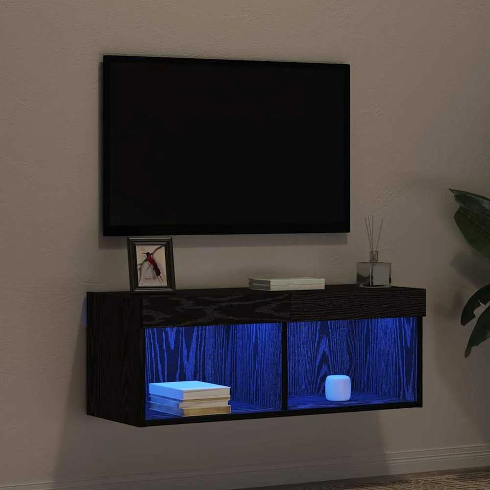 TV staliukas TV spintelių komplektas 80 x 30 x 30 cm Juodas ąžuolas