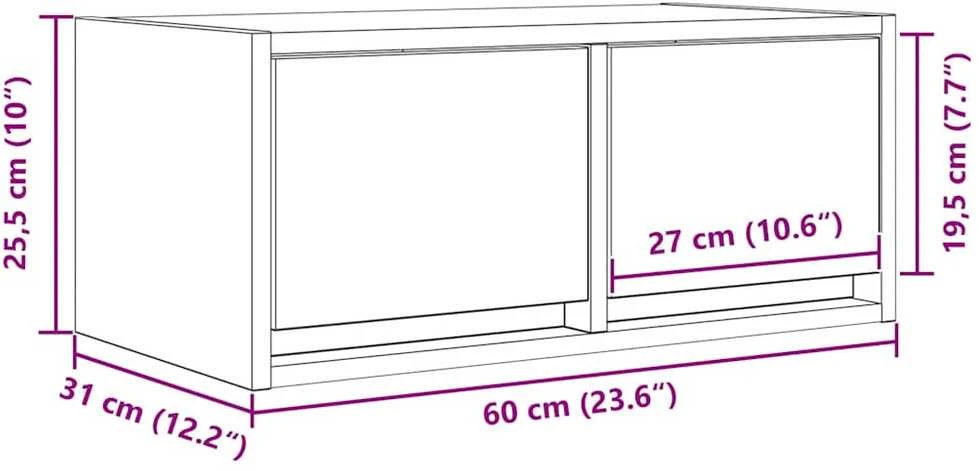 TV staliukas Televizoriaus spintelė, juodas ąžuolas, 60x31x25,5 cm, mediena