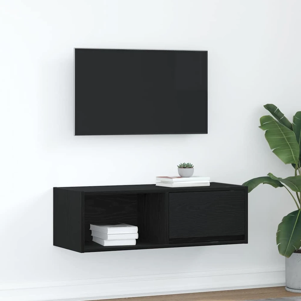 TV staliukas Televizoriaus spintelė, juodas ąžuolas, 80x31x25,5 cm, mediena