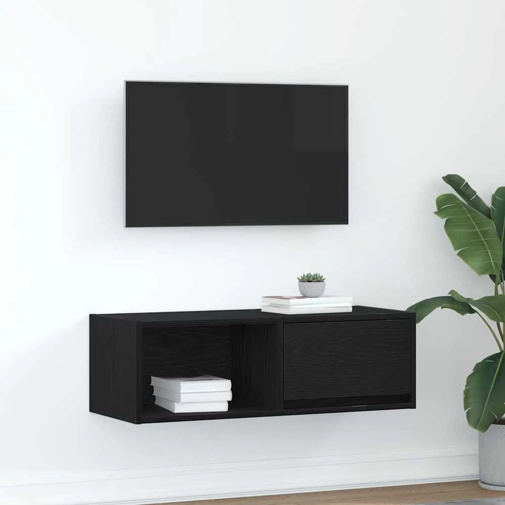 TV staliukas Televizoriaus spintelė, juodas ąžuolas, 80x31x25,5 cm, mediena