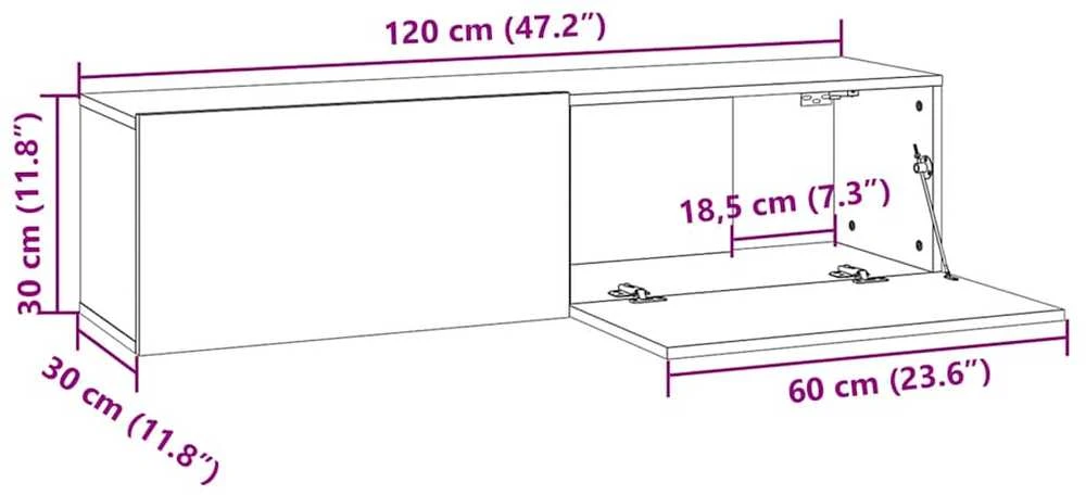 TV staliukas Televizoriaus spintelė, juodas ąžuolas, 120x30x30,5 cm, mediena